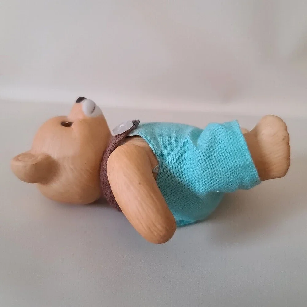 Homco Porcelain Teddy Bear Boy Jointed Fabric Clothing Vintage